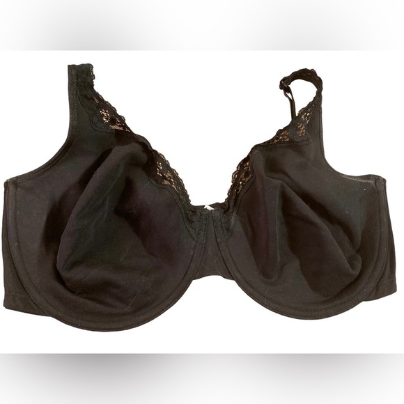 CATHERINES Bra 44DDD Solid Black Cotton Lace Trimmed Cups Never Worn NWT - Picture 9 of 12